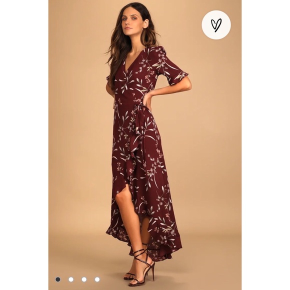 Lulu’s floral wrap dress with hi lo ruffle hem - Picture 2 of 6